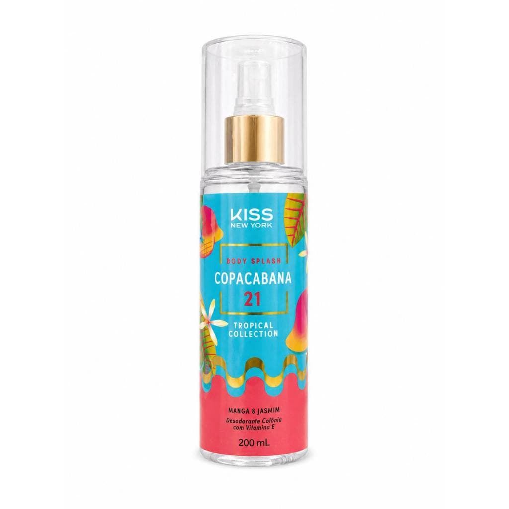 Body Splash Kiss New York Coleção Tropical,  Com Vitamina E, Notas Refrescantes e Envolventes 200 mL