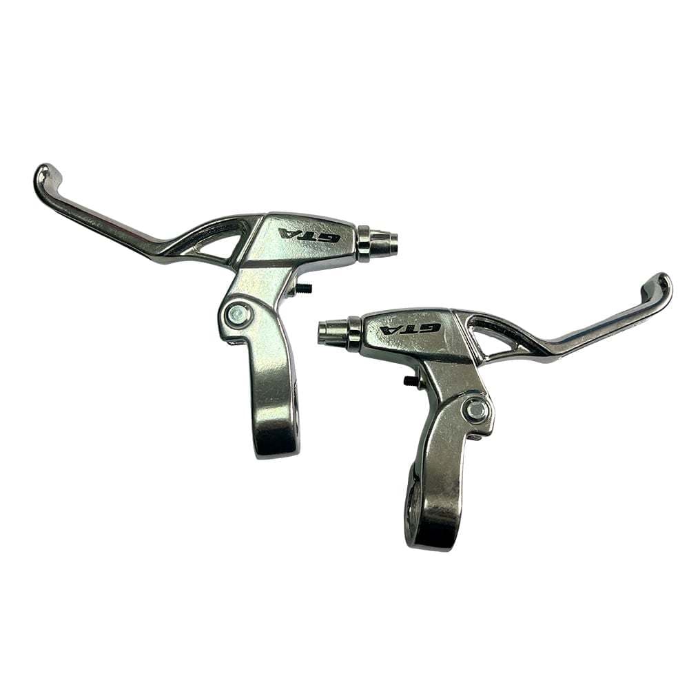 Manete aluminio para bike maçaneta aluminio par Gta toda polida c/regulagem v-brake e freio a disco mecânico