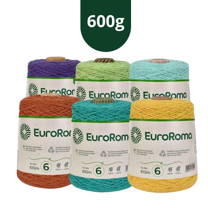 Barbante EuroRoma 600g N°06 - 4/6 Cores Mais Vendidas - Envio Imadiato