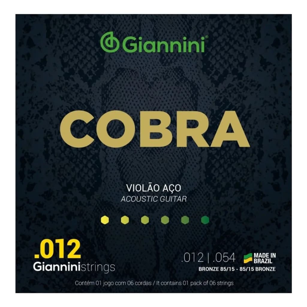 Encordoamento Violao Aco Giannini Cobra Bronze 85/15 012