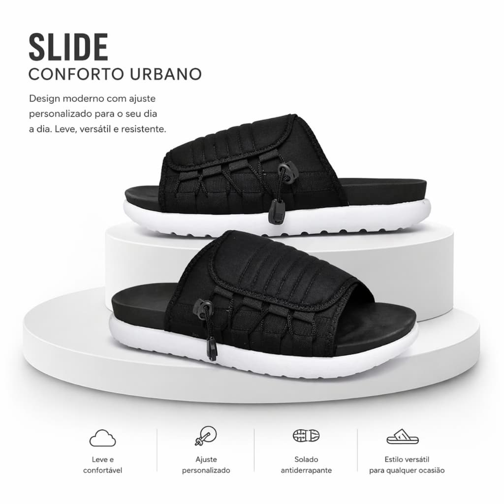 Chinelo Slide Masculino Estilo casual Confortável Nuvem Ajustável Antiderrapante