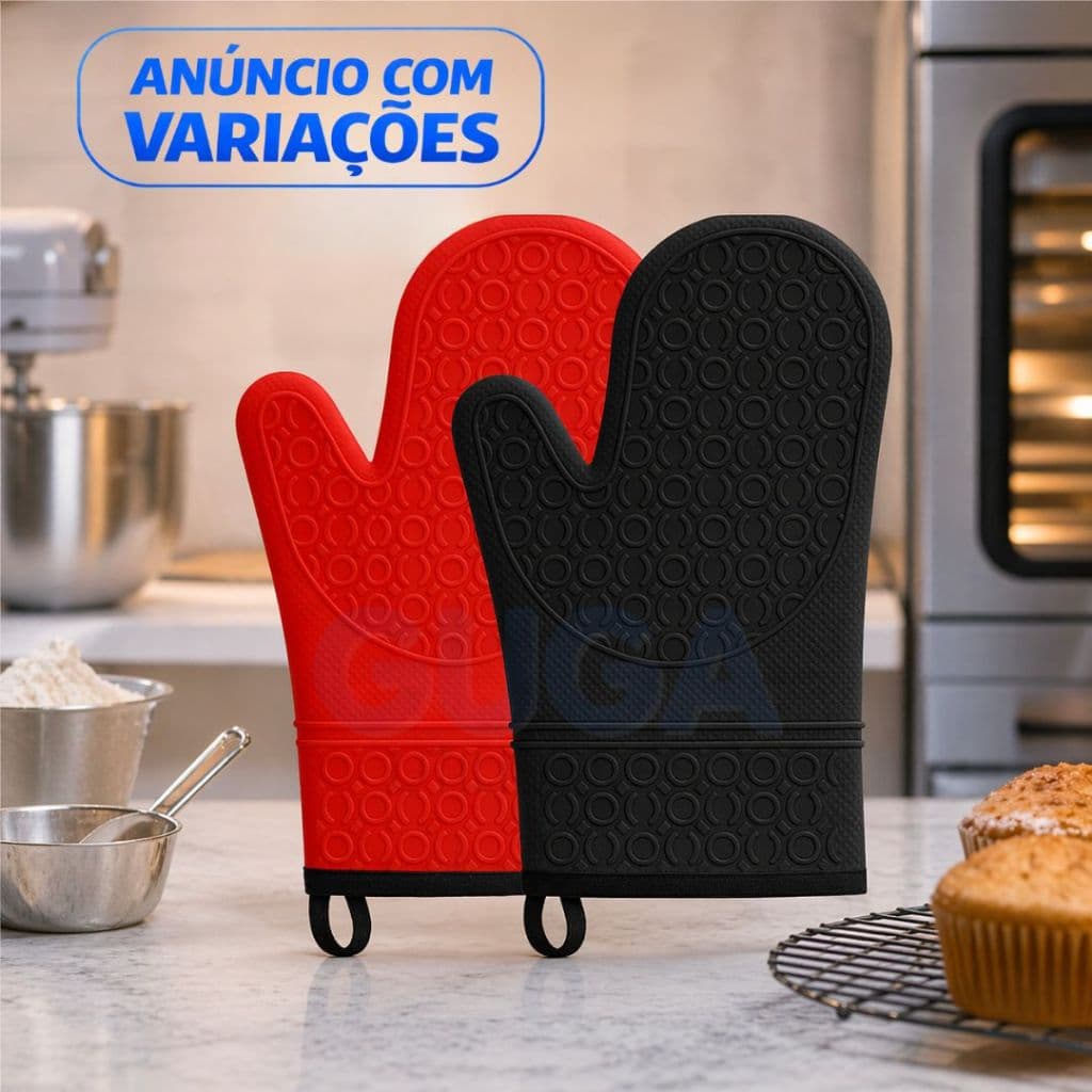 Jogo 1, 2 ou 4 Luvas de Silicone Térmica para Forno e Churrasco – Antideslizante, Alta Resistência e Fácil Limpeza