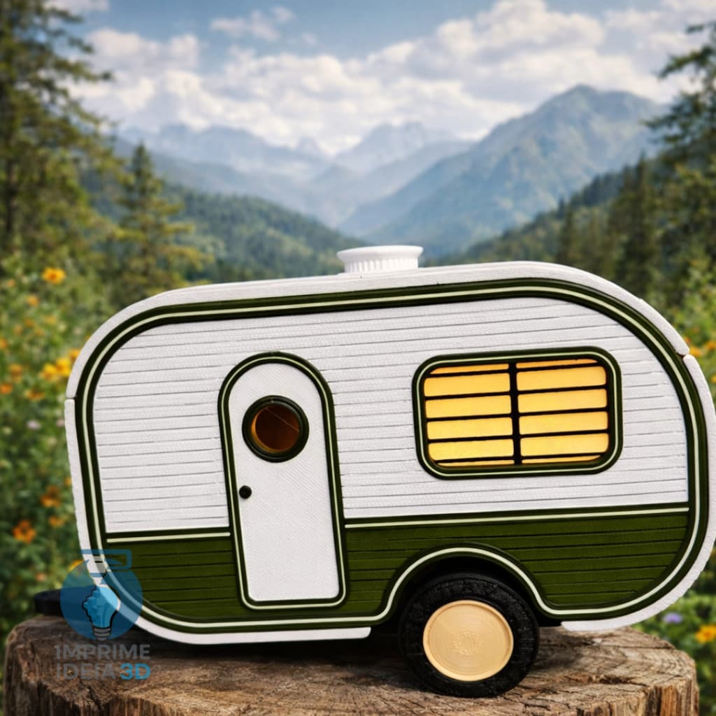 Luminária Trailer Camper Decorativa 3D Abajur Led Motorhome Retrô Decoração Quarto Mesa Presente REF144