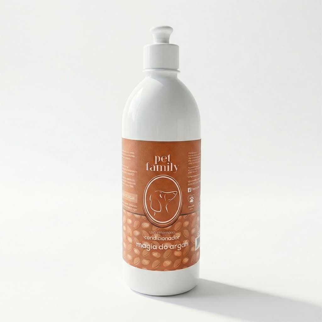 Condicionador Para Banho Pet Magia do Argan Para Cães e Gatos Pelos Nutridos e Hidratados 500ml Pet Family