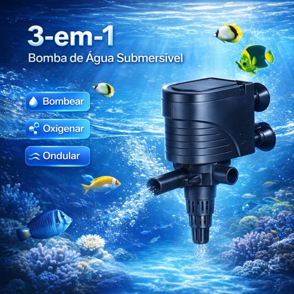 Bomba Submersa Aquatank Para Aquário Fonte Lago Circulação Água BS-2000 2000L/H