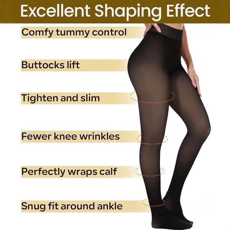 Meia Calça Térmica Preta Feminina Forrada Peluciada Translúcida, Super Elástica com Pé e sem Pé Feminina Ajuste perfeito