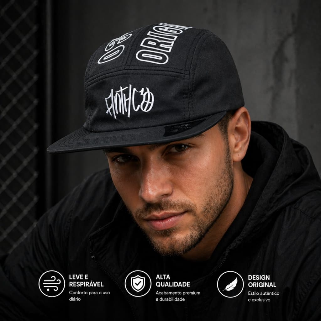 Boné Original Five Panel fitão Anth Co 5 Panel Aba Reta masculino feminino streetwear  maculino