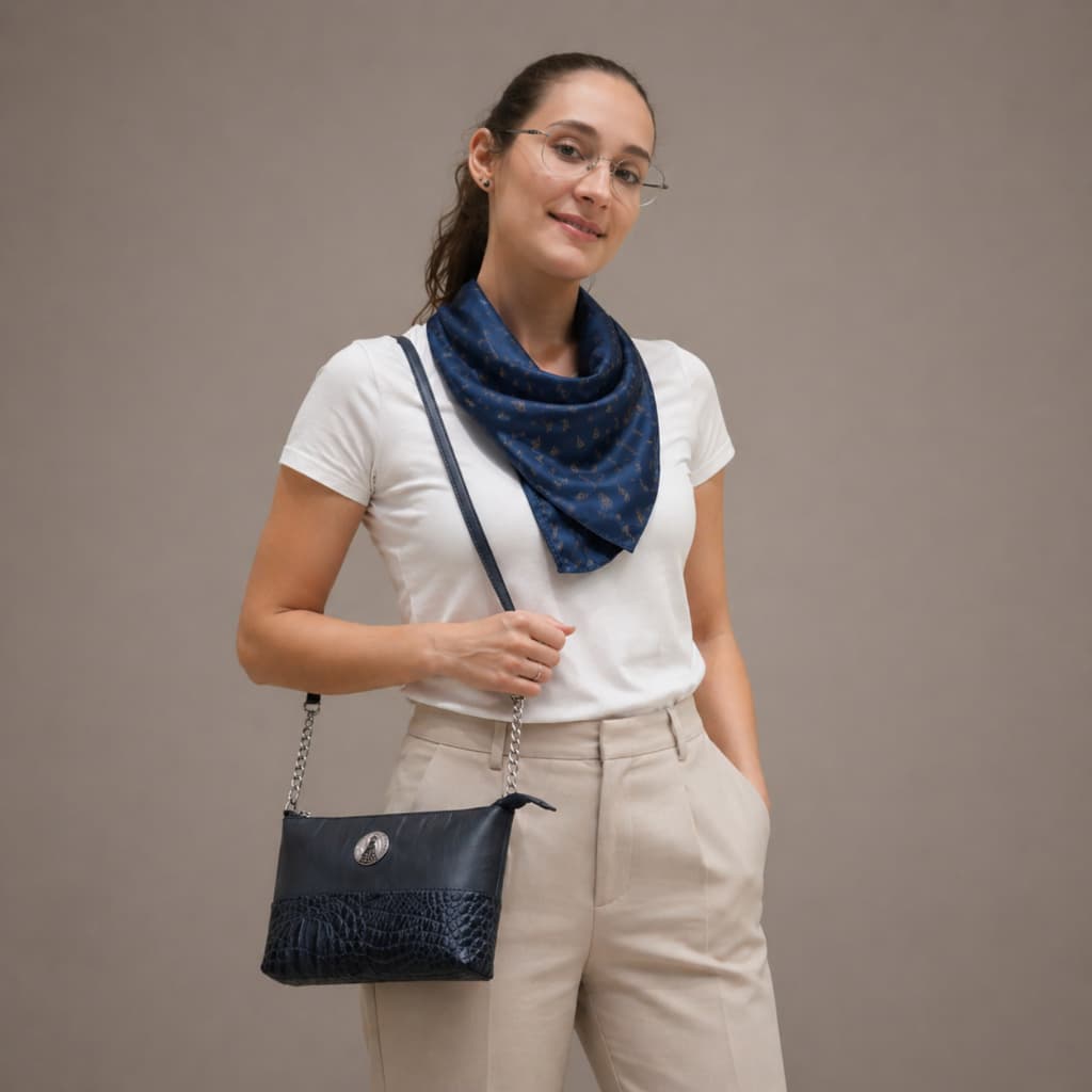 Kit Charme Nossa Senhora Aparecida - Bolsa de couro + echarpe