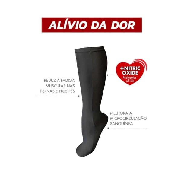 Meia Invel Active Socks 3/4 Compressiva Invel MIG3 com Infravermelho, Circulação e Conforto, Unissex