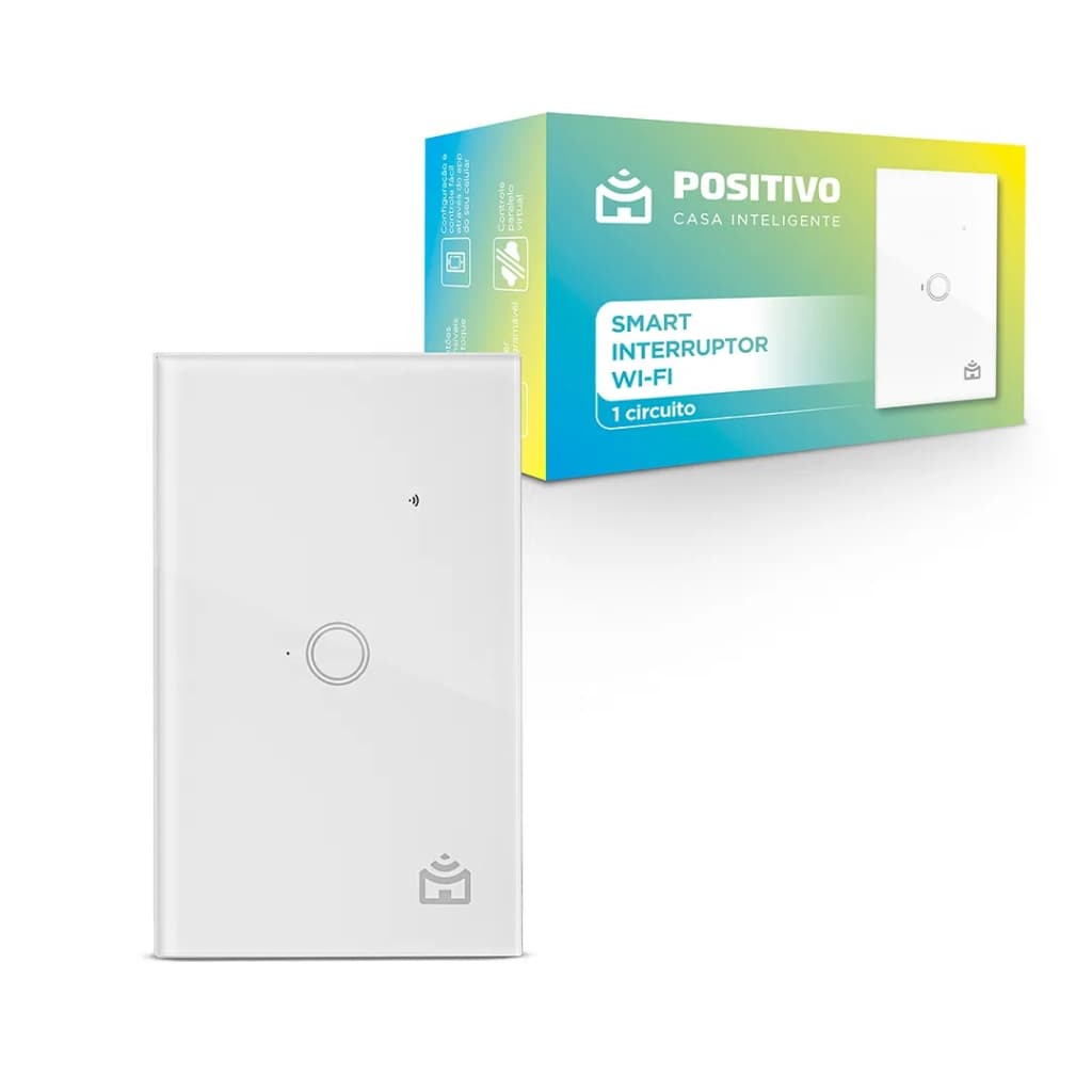 Smart Interruptor Wi-Fi Positivo Casa Inteligente, 1 Módulo, Touch, Branco - Compatível com Alexa