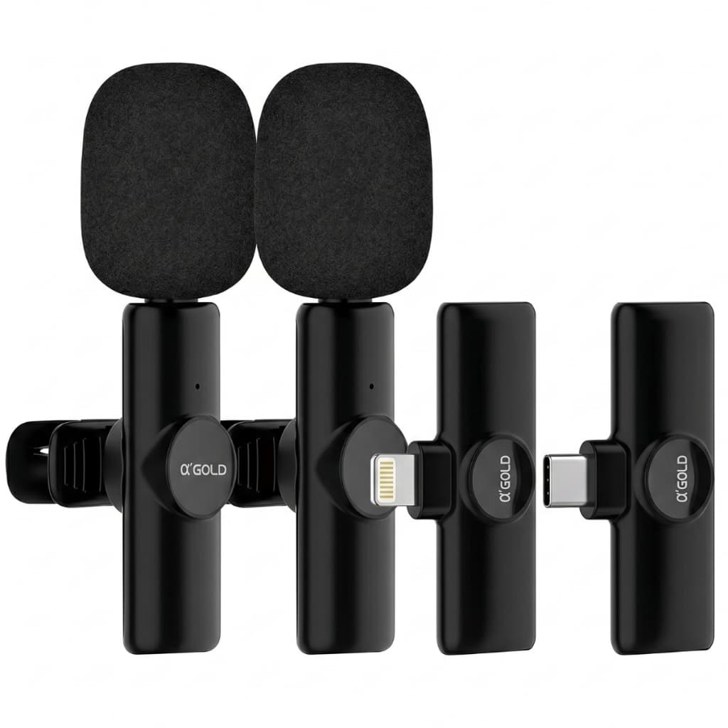 Microfone De Lapela Sem Fio Celular Smartphone PC Usb-C ou Lighting Android IOS
