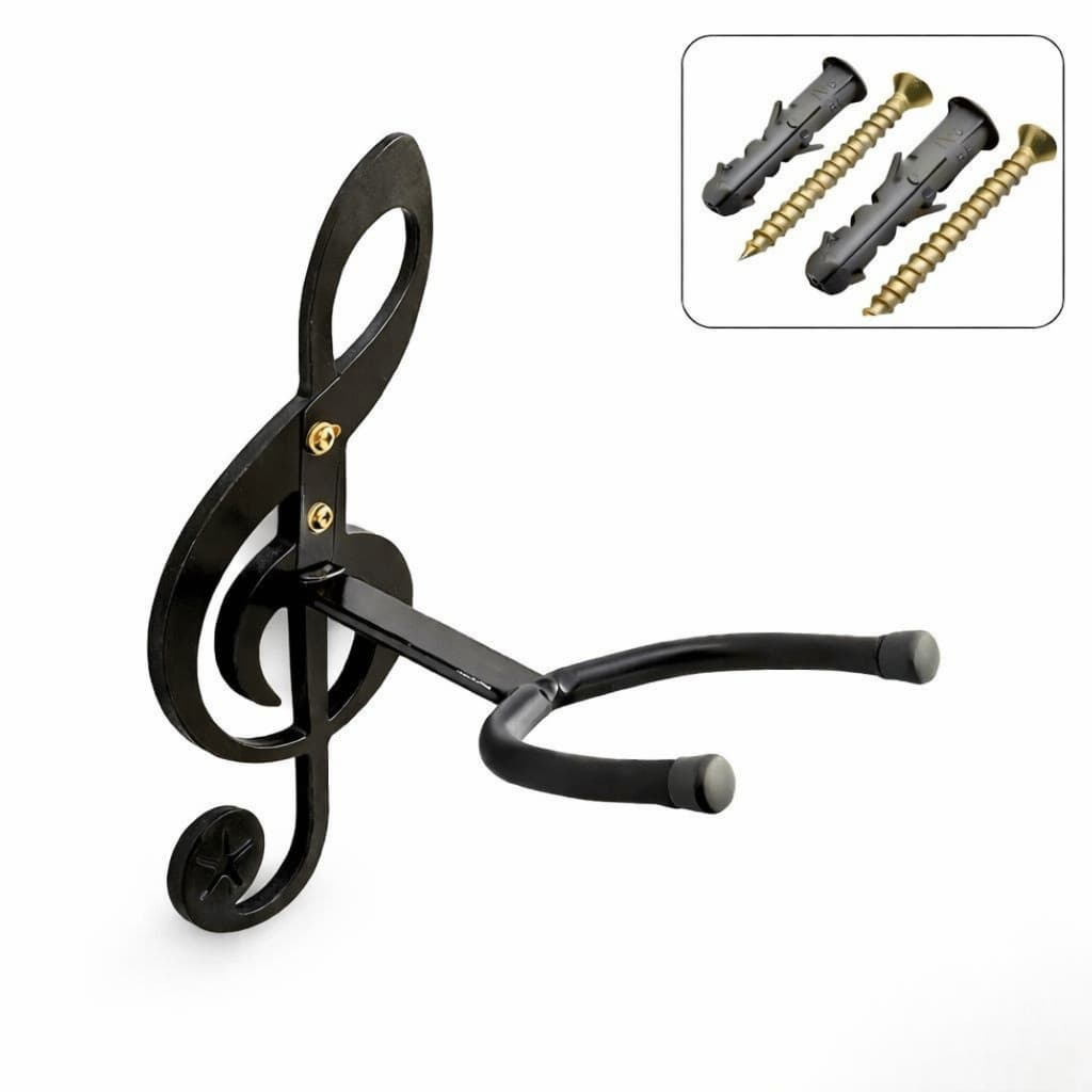Suporte de Parede para Violão Aço Carbono Preto Universal Guitarra Baixo