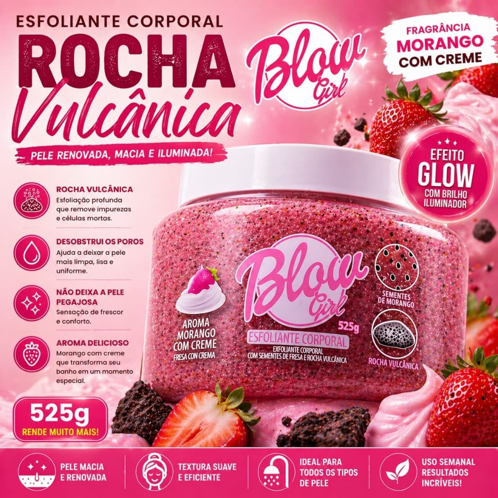 Esfoliante Corporal Rocha Vulcânica Blow Girl 525g – Pele Renovada, Macia e Iluminada