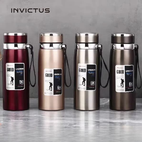 Garrafa 800ml/1000ml Inox Térmica Com Infusor Prata Dourada Marron Água Café Parede Dupla Com Alça