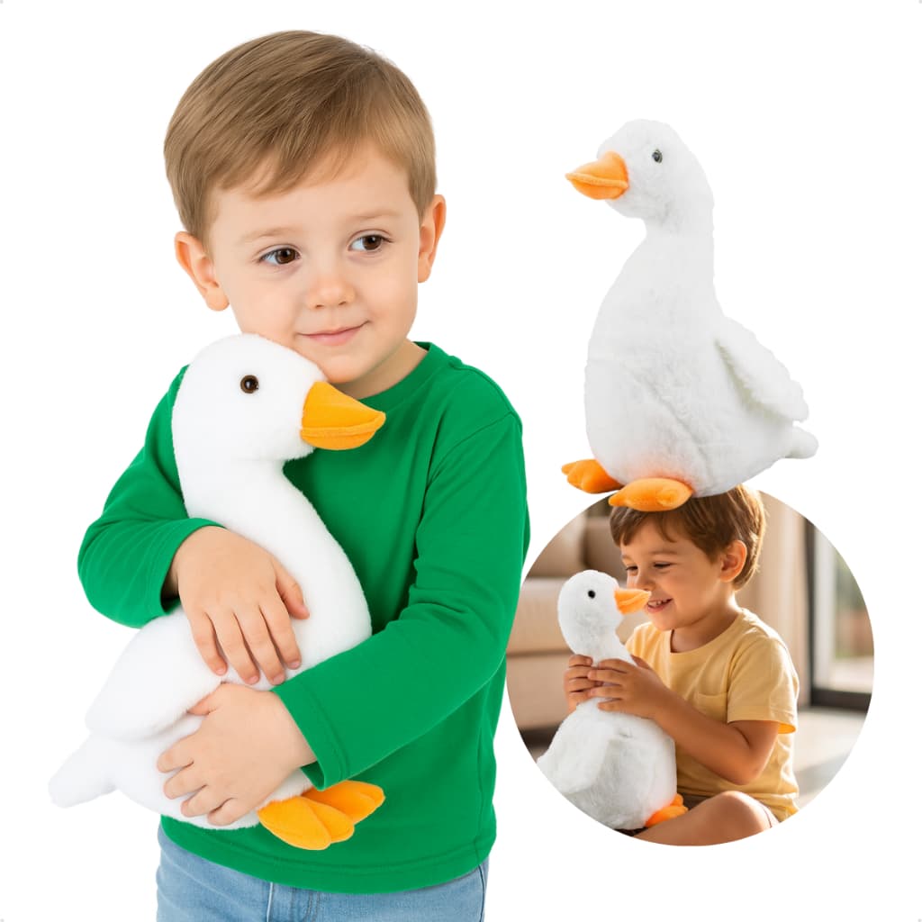 Pelúcia Brinquedo Pato Branco 27cm Antialérgica Pelúcia Infantil Presente dia das crianças Natal