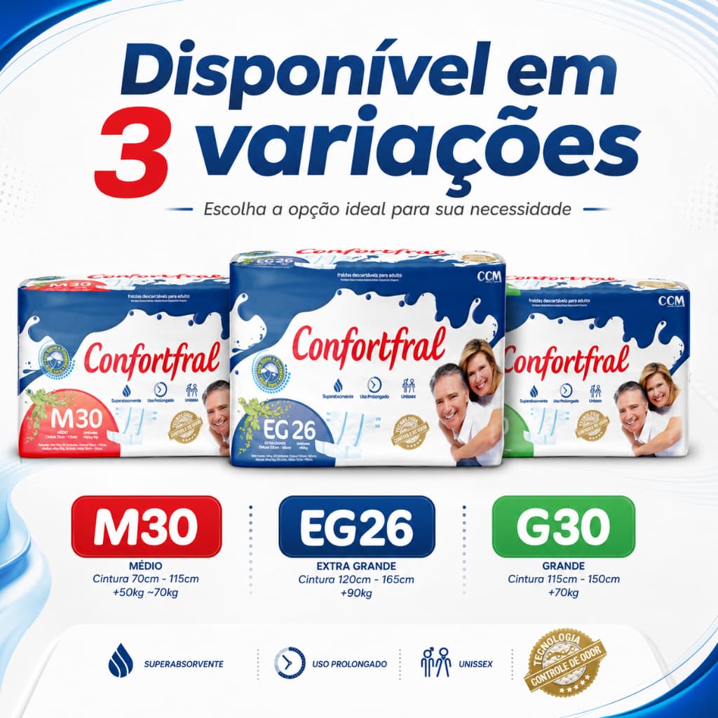 ✅ Fralda Geriátrica Adulto Confortfral Uso Prolongado Confortável