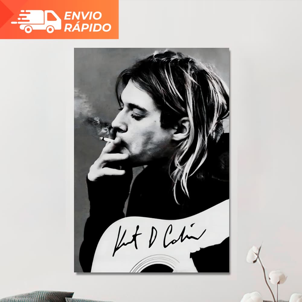 Quadro Decorativo Rock Nirvana MDF Adesivado Poster Grunge Fita Dupla Face para Sala Quarto Estúdio