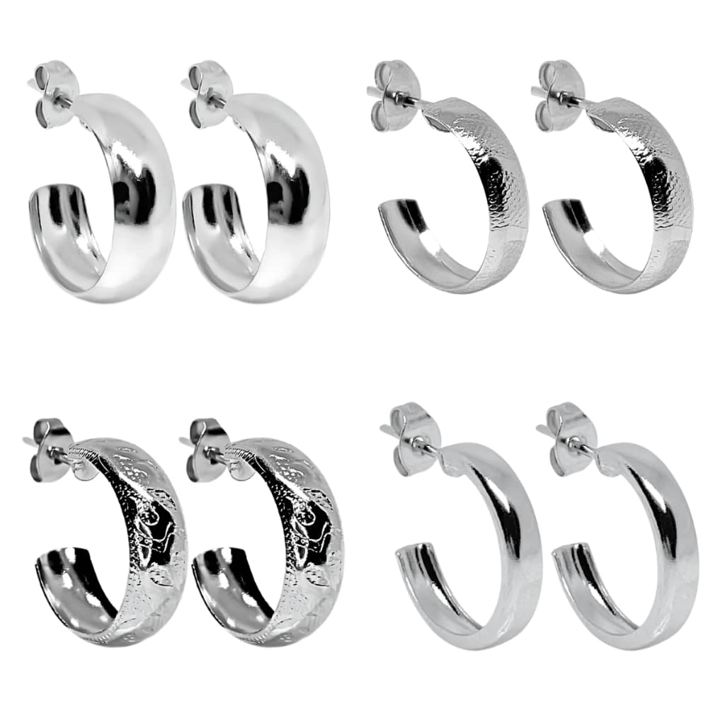 Kit Conjunto 4 Brincos Pequeno Argola Aço Inox Antialérgico Feminino