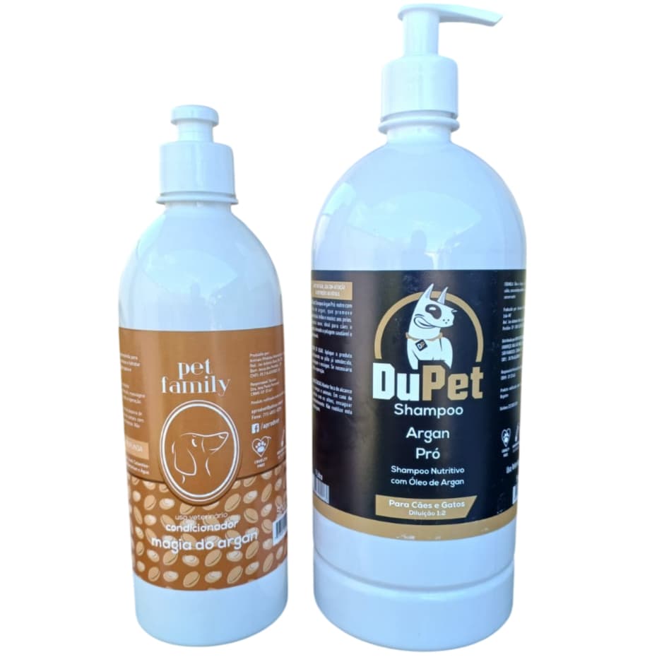 ARGAN - Shampoo Concentrado 1 L + Condicionador Pet Family 500ml - Pet/Cão/Gato