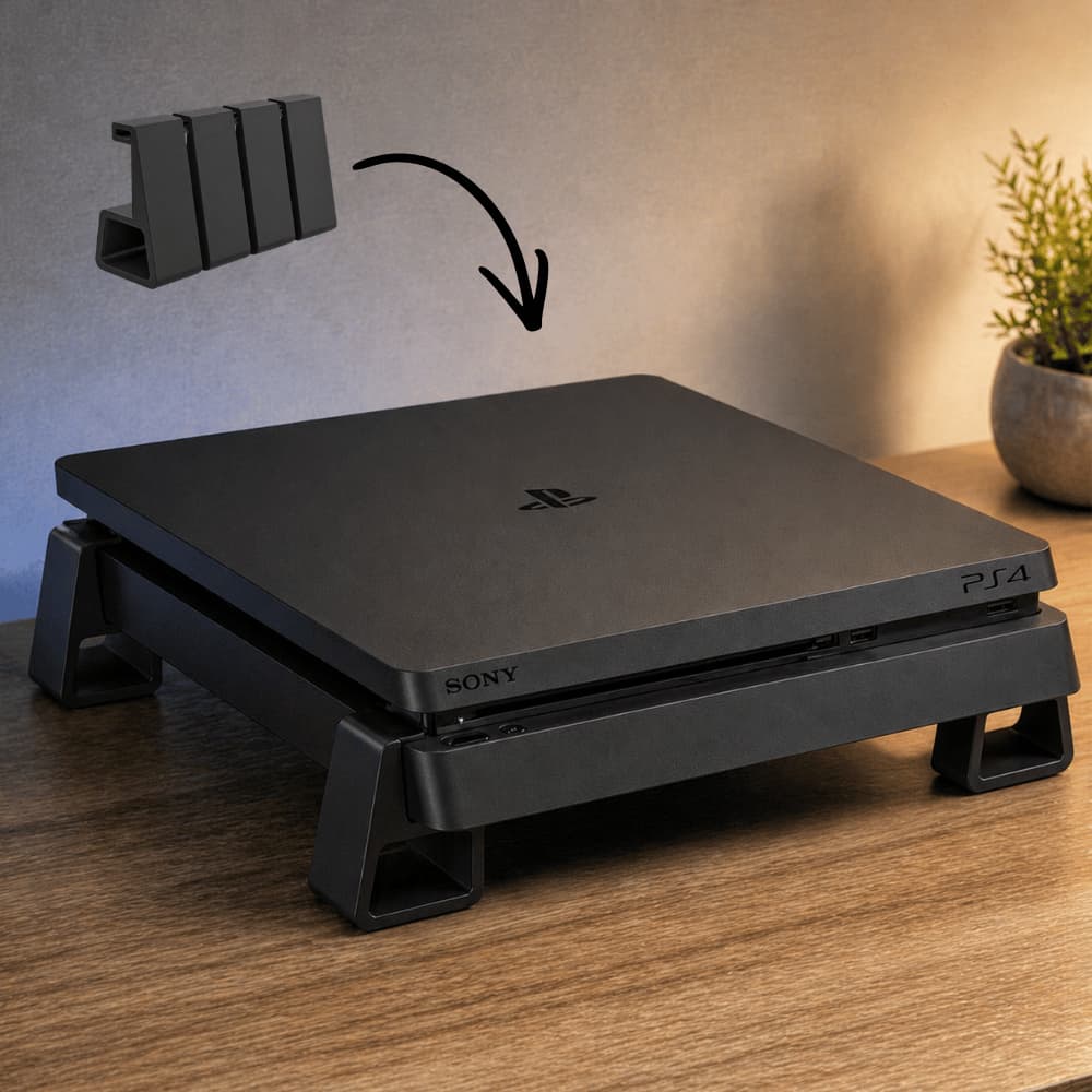 Kit 4 Pendurador Suportes PS4 Slim Base Elevação Ventilação Não Super-aquece
