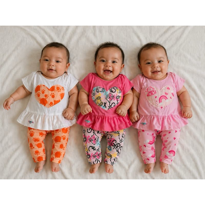 Conjunto Bebê Menina Batinha Manga Curta + Calça Legging 0 a 5 meses