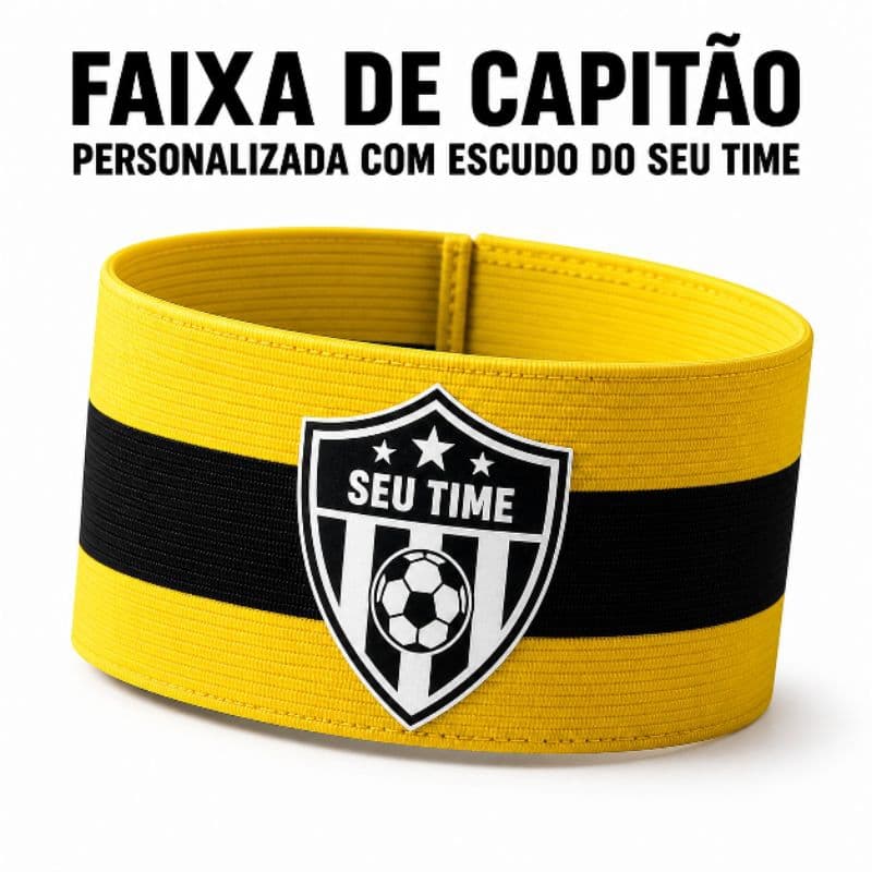 Faixa de Capitão para Futebol com Velcro, Braçadeira Personalizada Regulável no Braço, Futsal, Society IMPRESSÃO DIGITAL