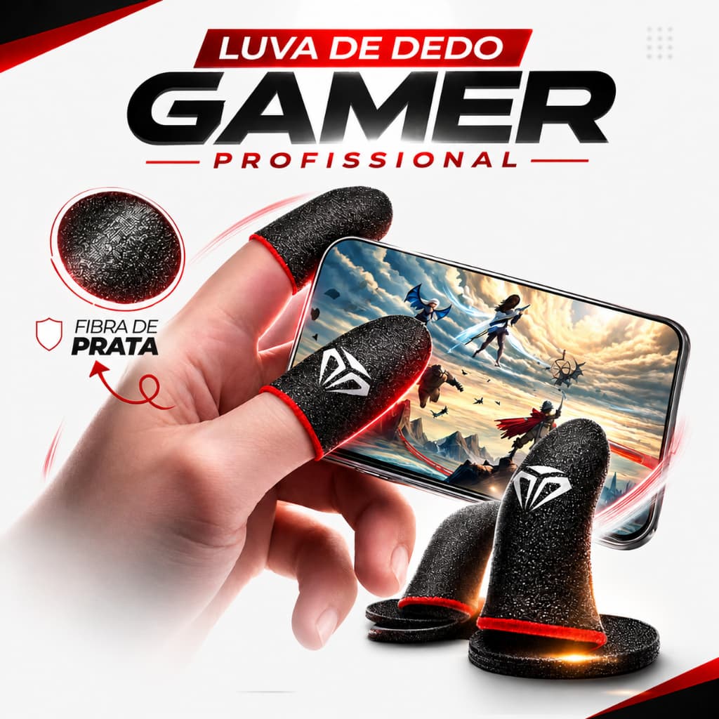 2 Unidades Luva De Dedo Fibra de Prata Gamer Jogar FPS / PUBG / Free Fire / COD Mobile Competitivo