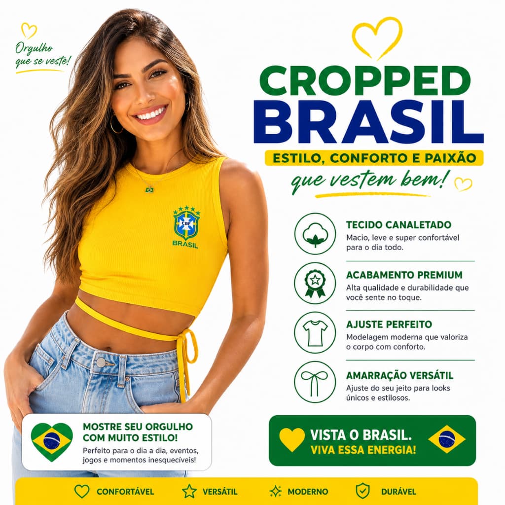 REGATA CANELADO COM TIRA EM ESTAMPA BRASIL BORDADO - ÚNICO