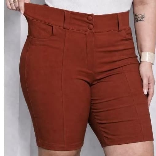 Bemuda Social Bengaline Cintura Alta Plus Size Feminino