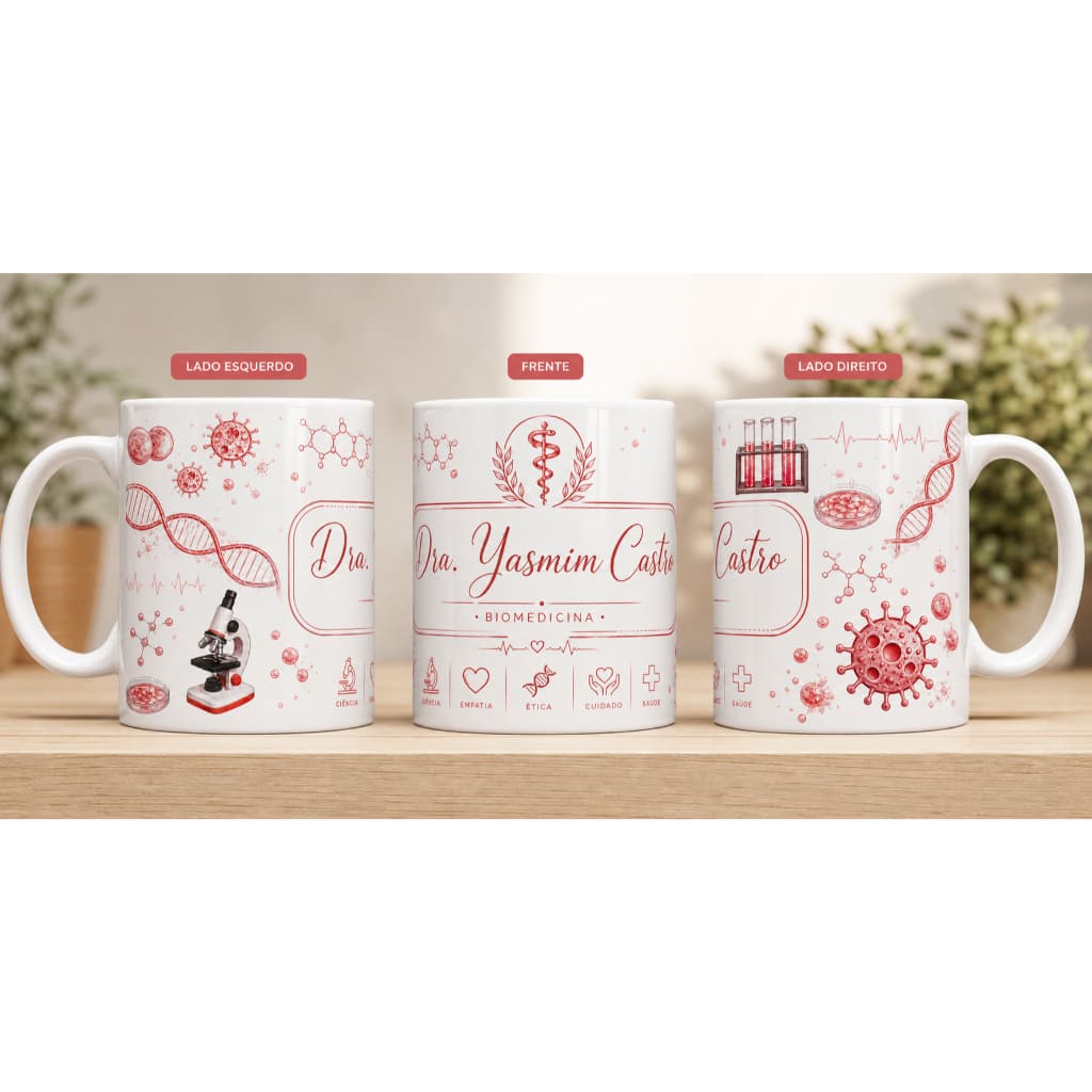 Caneca Profissão Biomedicina – Presente Personalizado com Nome
