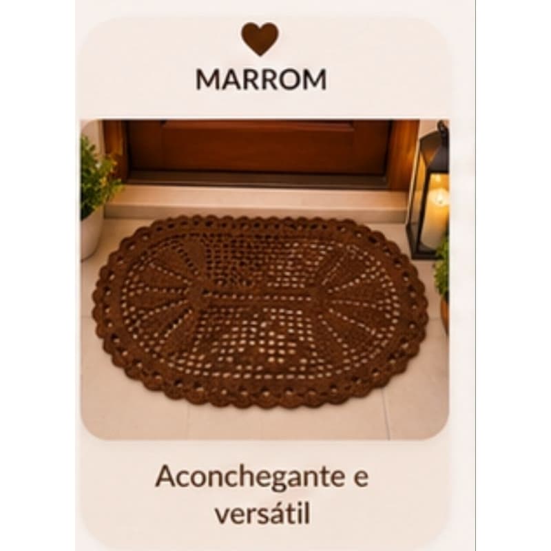 Tapete Crochê Porta 60x45 cm tapete sala decoração sala Tapete Artesanal Oval Decorativo