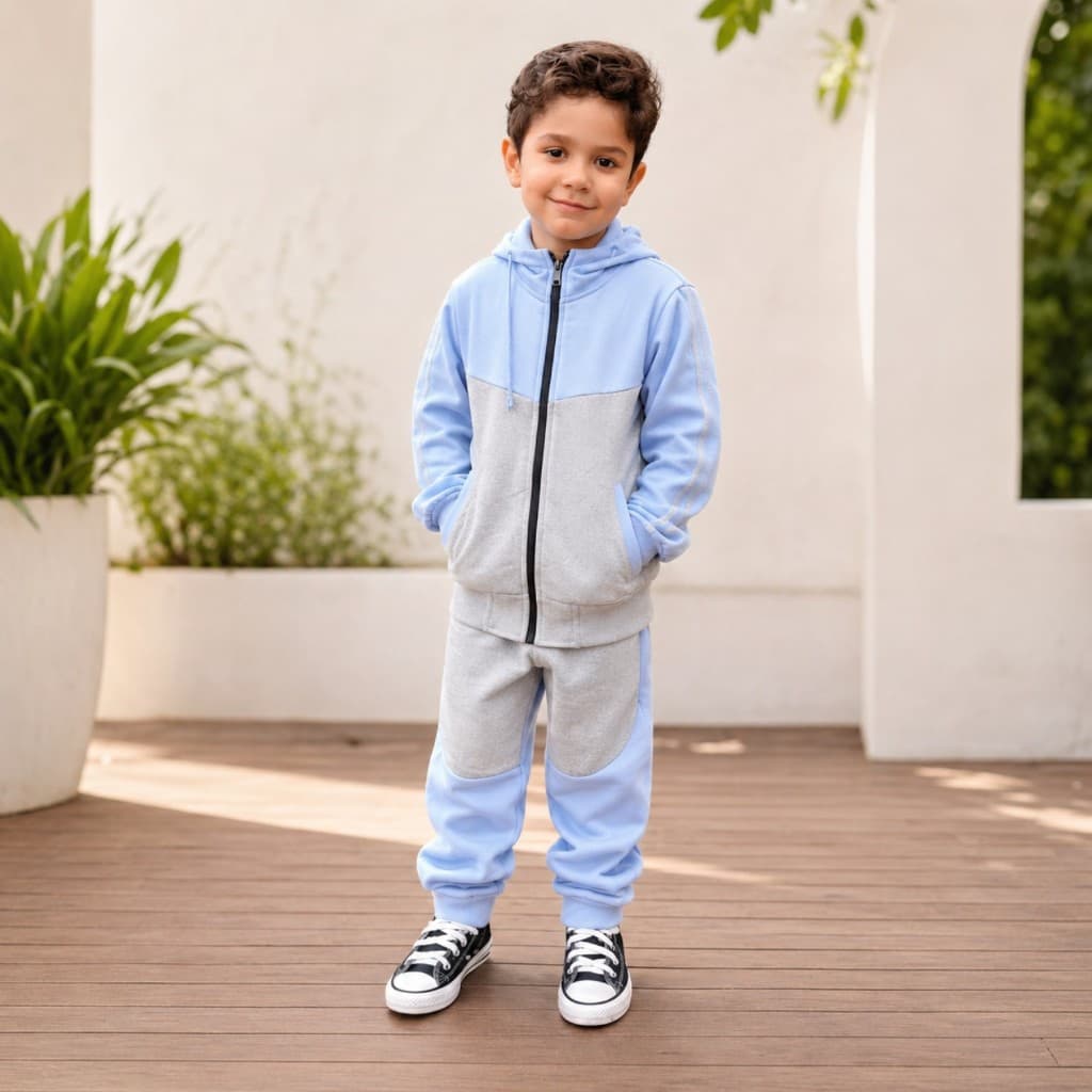Conjunto Infantil Juvenil Moletom Masculino Calça Blusa Listrada Capuz Inverno Frio Intenso