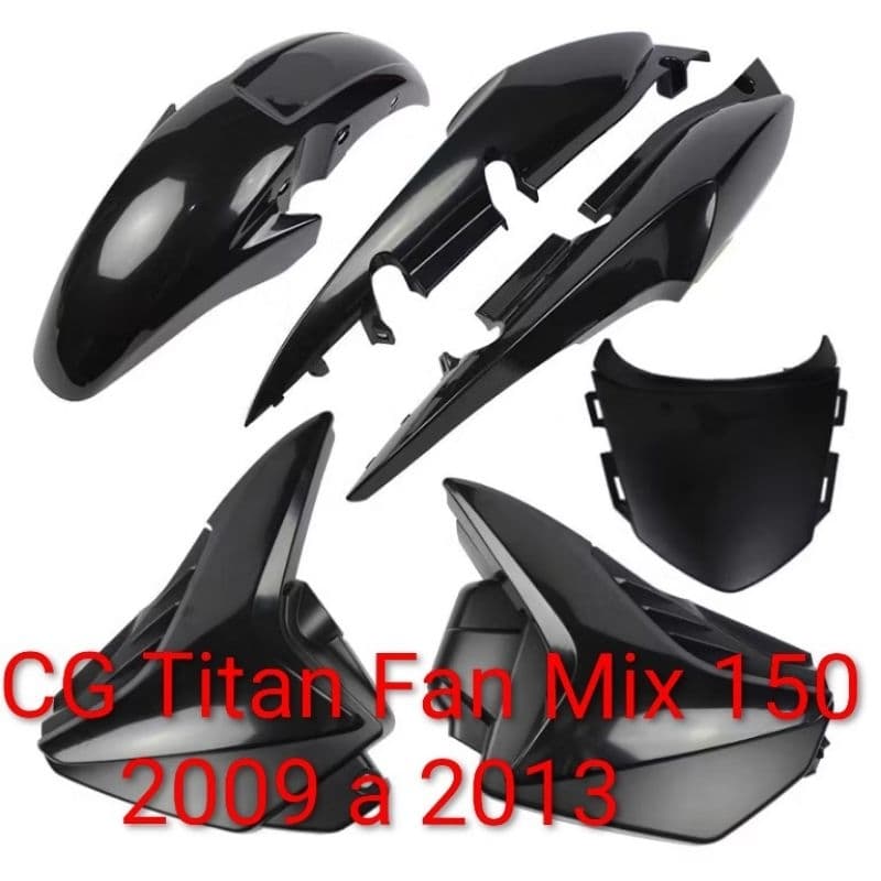Kit Carenagem Moto Cg Titan Fan Mix 150 Ano 2009 á 2013 Preto
