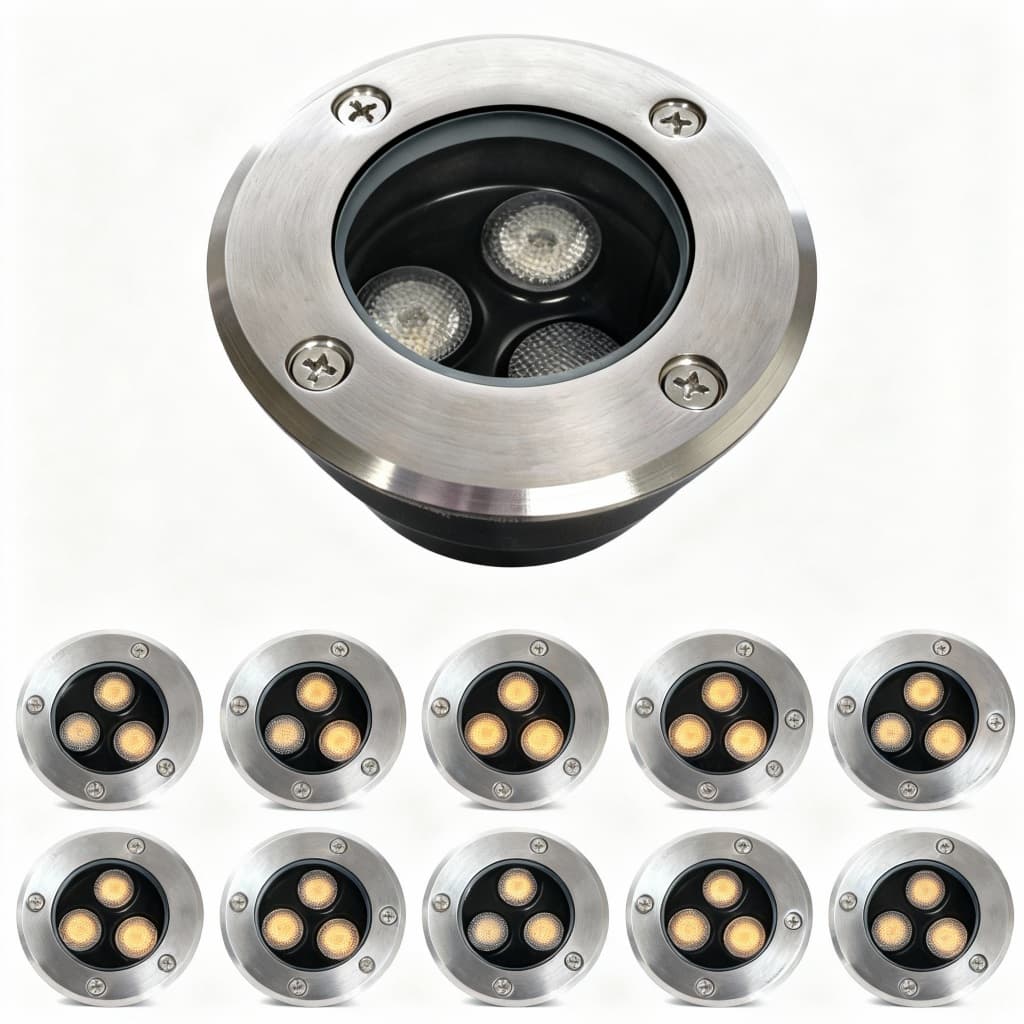 Kit10 Balizador Spot Led Embutir Chão Piso Jardim 3w Branco Quente Lâmpada Luminária Bivolt Blindado Prova D'água