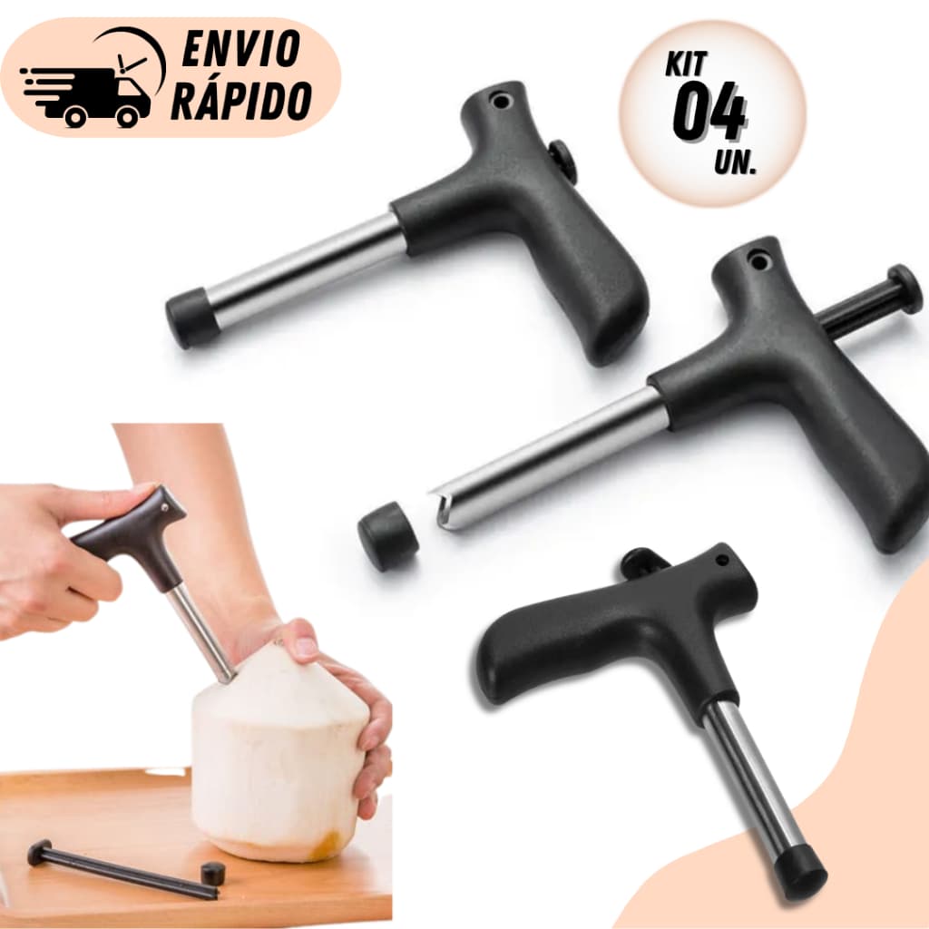 Kit 4 ou 2 Furador de Coco Fura Perfurador Manual Abridor Inox ORIGINAL Para Agua de Coco utensílios De Cozinha