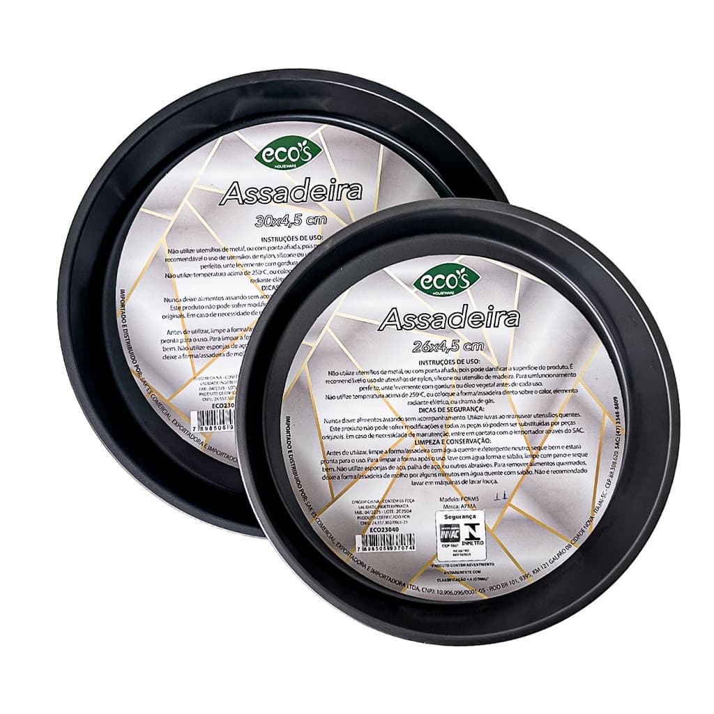 Kit 2 Formas Redondas P/ Pizza E Bolo Antiaderente 30 E 26cm