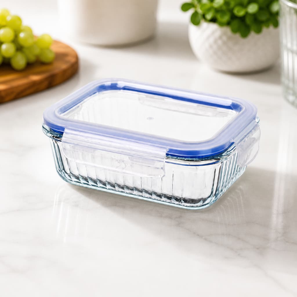 Pote Hermético Retangular 1040 ml Borossilicato Tampa Vedação Silicone Vidro Transparente Conserva Alimentos