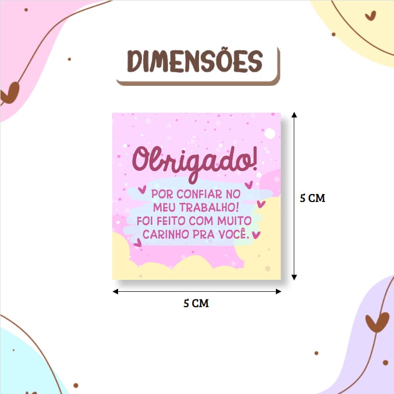 100 Tag de agradecimento / Mini cartão um mimo para você - Tamanho 5x5 cm - lojas, empresas