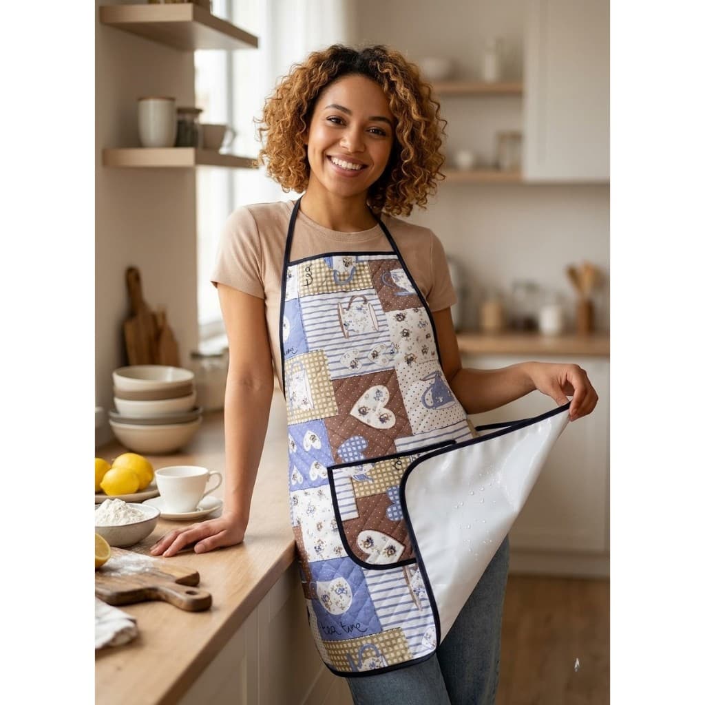 Avental de Cozinha Dupla Face Impermeável com Bolso Estampas Lindas