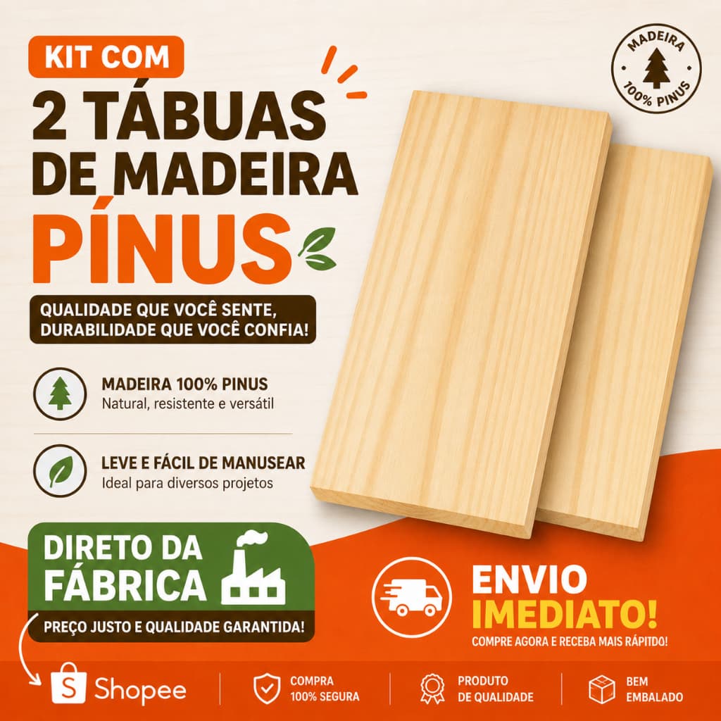 Kit 2 Tábuas Pinus + 1 de brinde  queima de estoque 1 Face Acabada Ideal Artesanato Marcenaria Envio Já