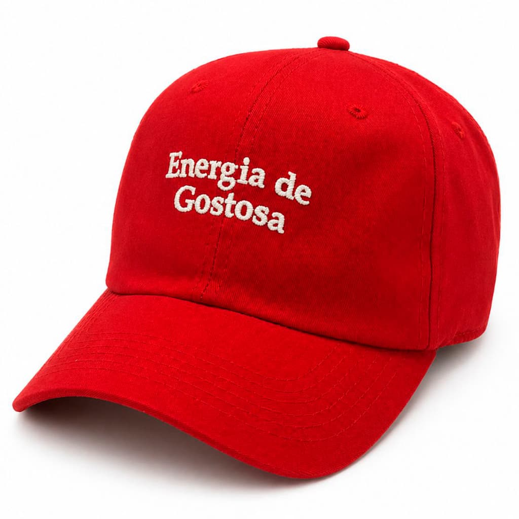 Boné Feminino Energia de Gostosa Bordado Rosa Vermelho Estilosa Influencer Praia Presente Amiga Moda