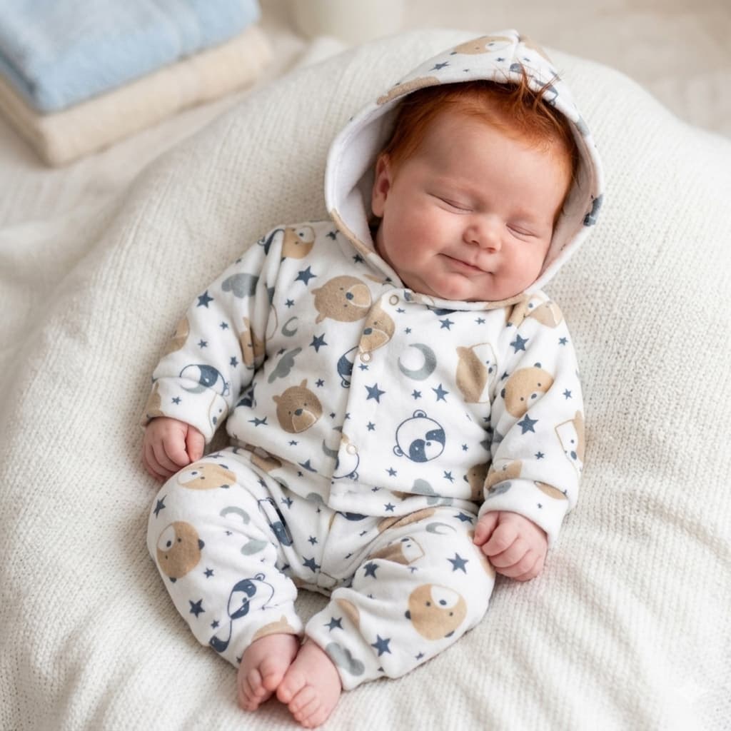 Conjunto de Inverno Para Bebê Soft com Capuz e Calça Quentinho e Confortável Menino Menina 02 Peças