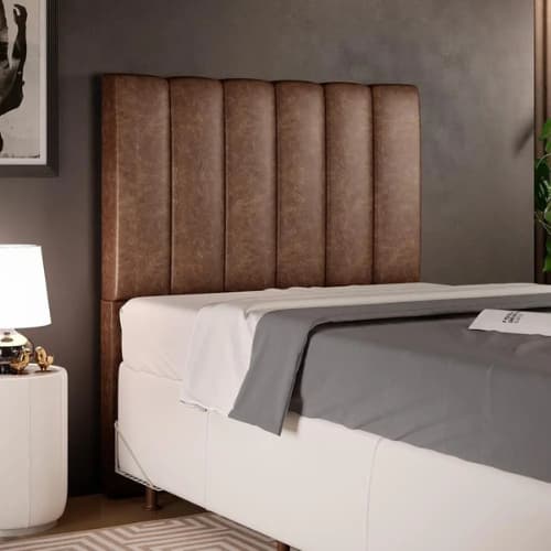 Cabeceira Cama Box Solteiro Daila Courino Marrom 90cm