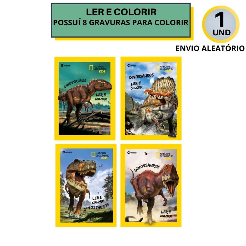 Livro Ler e Colorir Dinossauros Criatividade Sem Limites Culturama 8 Páginas