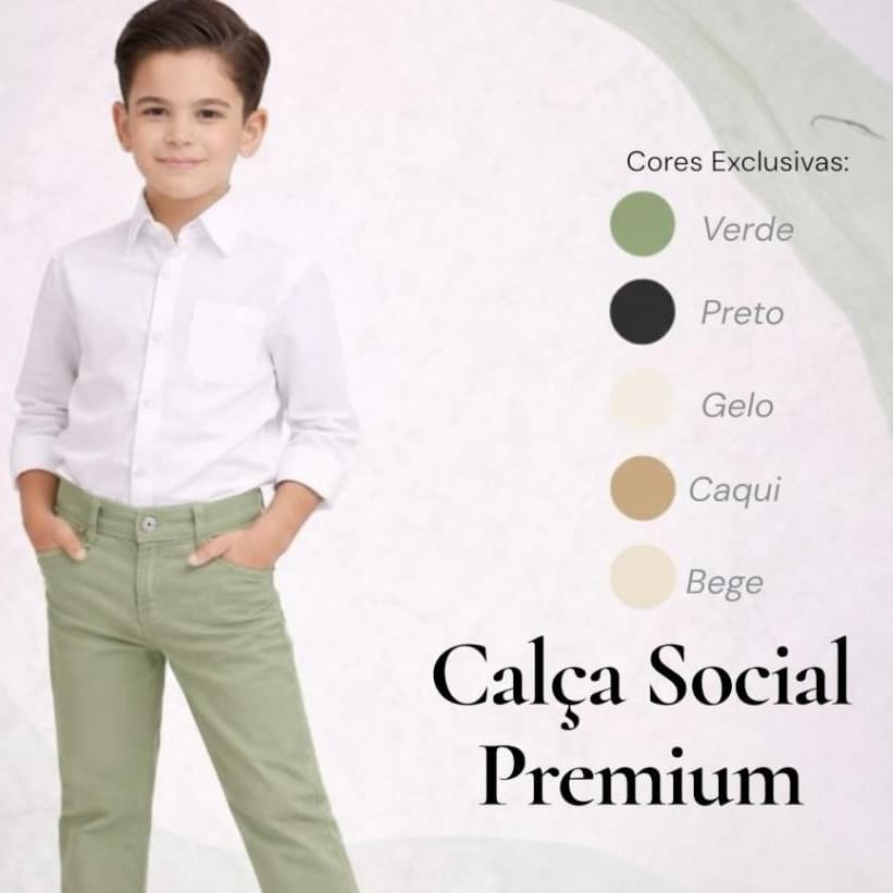 Calça Social Sarja Infantil Menino Sport Fino 1 ao 16