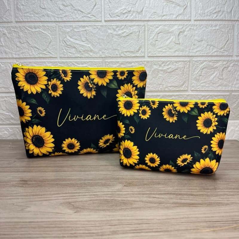 Necessaire Personalizada Com Nome - Girassol Envio Imediato Aniversário Brinde Madrinha Casamento organizador de Viagem