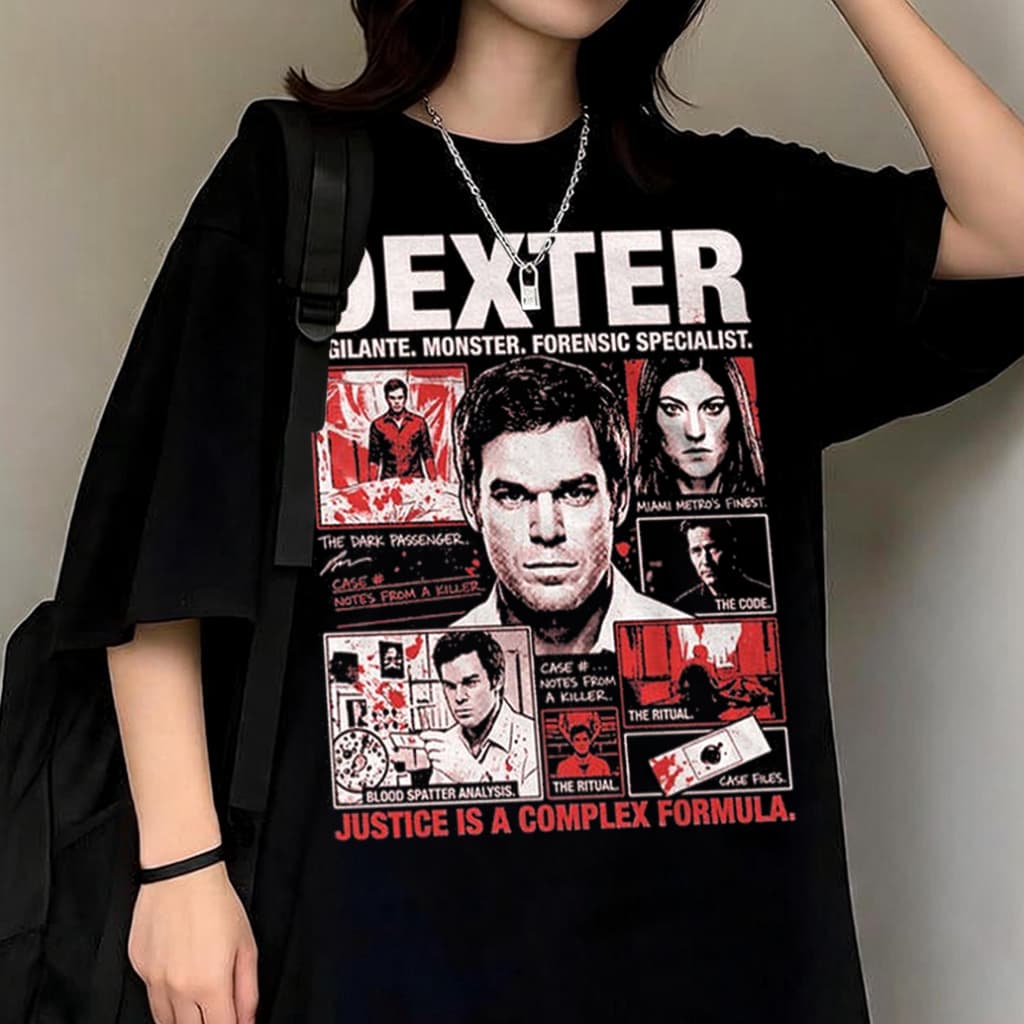 Camiseta Basica e OVERSIZED Dexter Justice Is Complex Formula Filme Vintage 90s Graphic Unissex