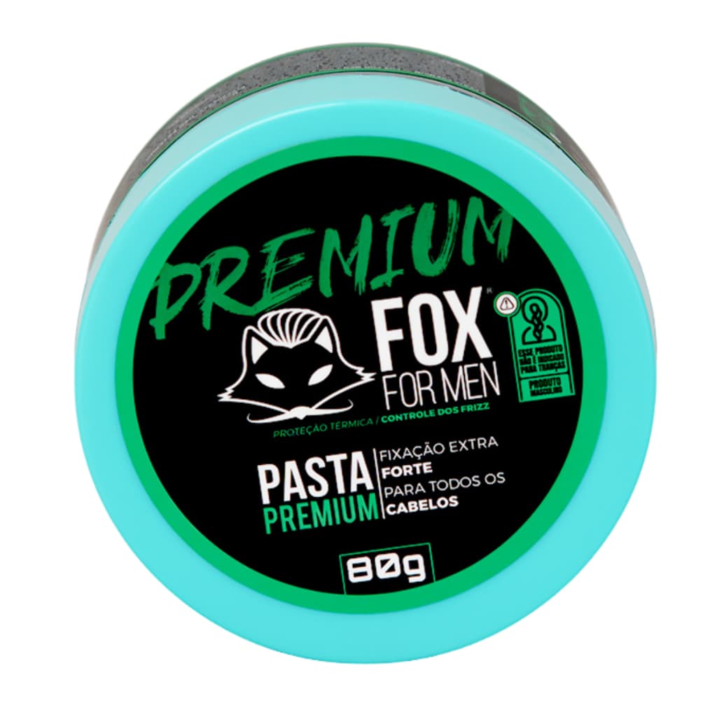 Pasta Premium 80g Fox For Men Efeito Molhado Fixação Forte Pomada Modeladora Masculina