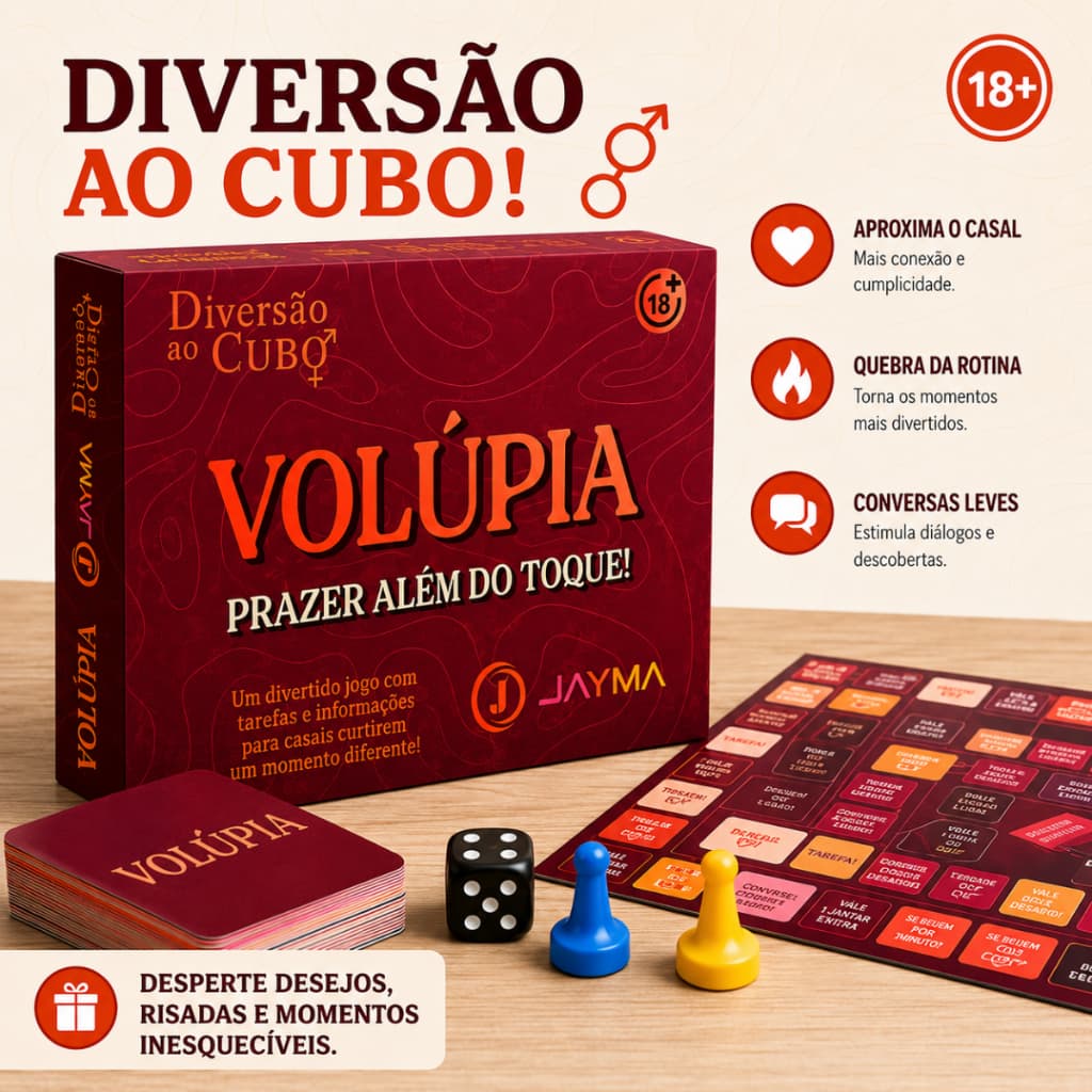 Jogo de Tabuleiro Volúpia para Casais - Diversão e Conexão com Cartas e Dados