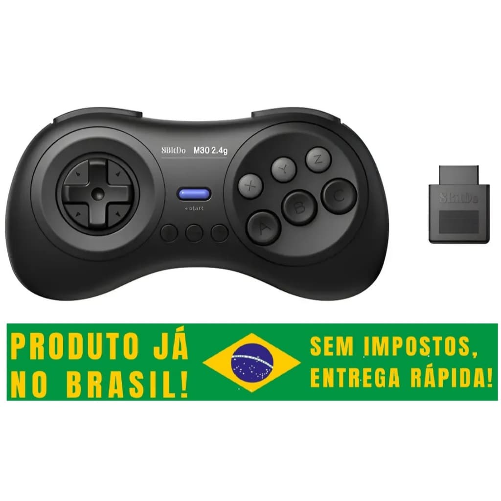 Controle 8BitDo M30 2.4G Sem Fio para SEGA Genesis Mini e Mega Drive